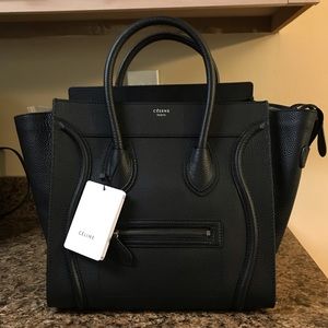 Celine Mini Luggage Textured black leather
